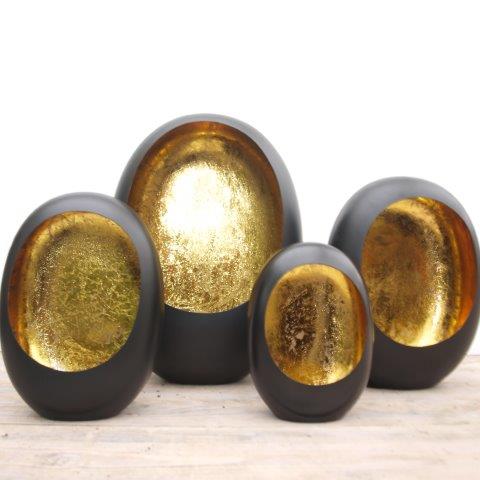 Zwart goud waxinelicht ei 